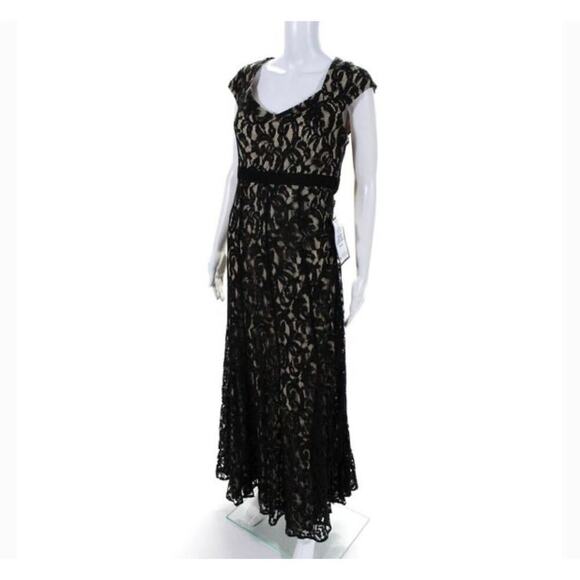 NEW NWT MSK Macys Long Black Lace Detail Evening Gown size 6 - Picture 2 of 10